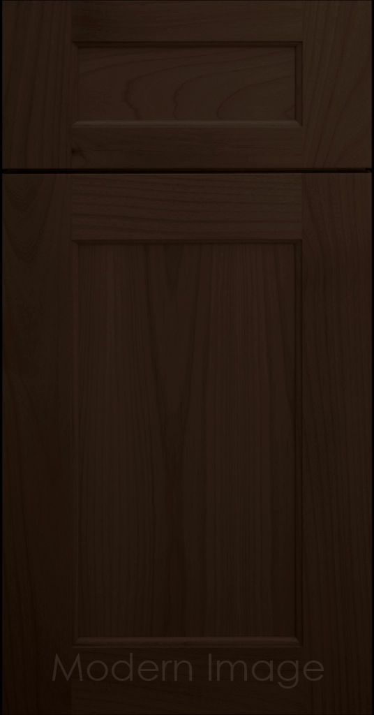 Close-up of our  Carlsbad II Shaker style cabinets with a Chocolate stain.